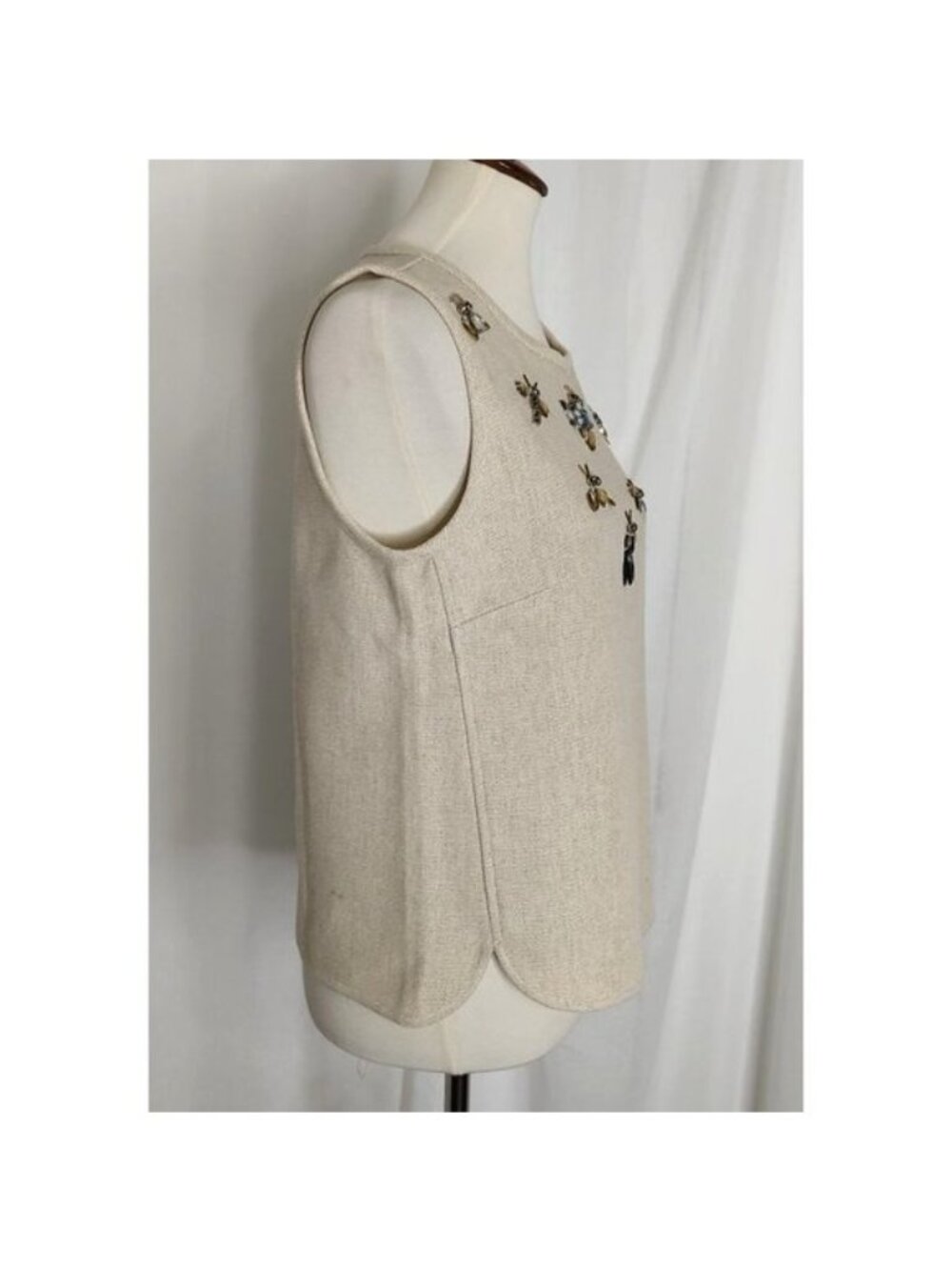 Banana Republic Embellished Linen & Cotton Structured Shell Top S - Picture 6 of 13